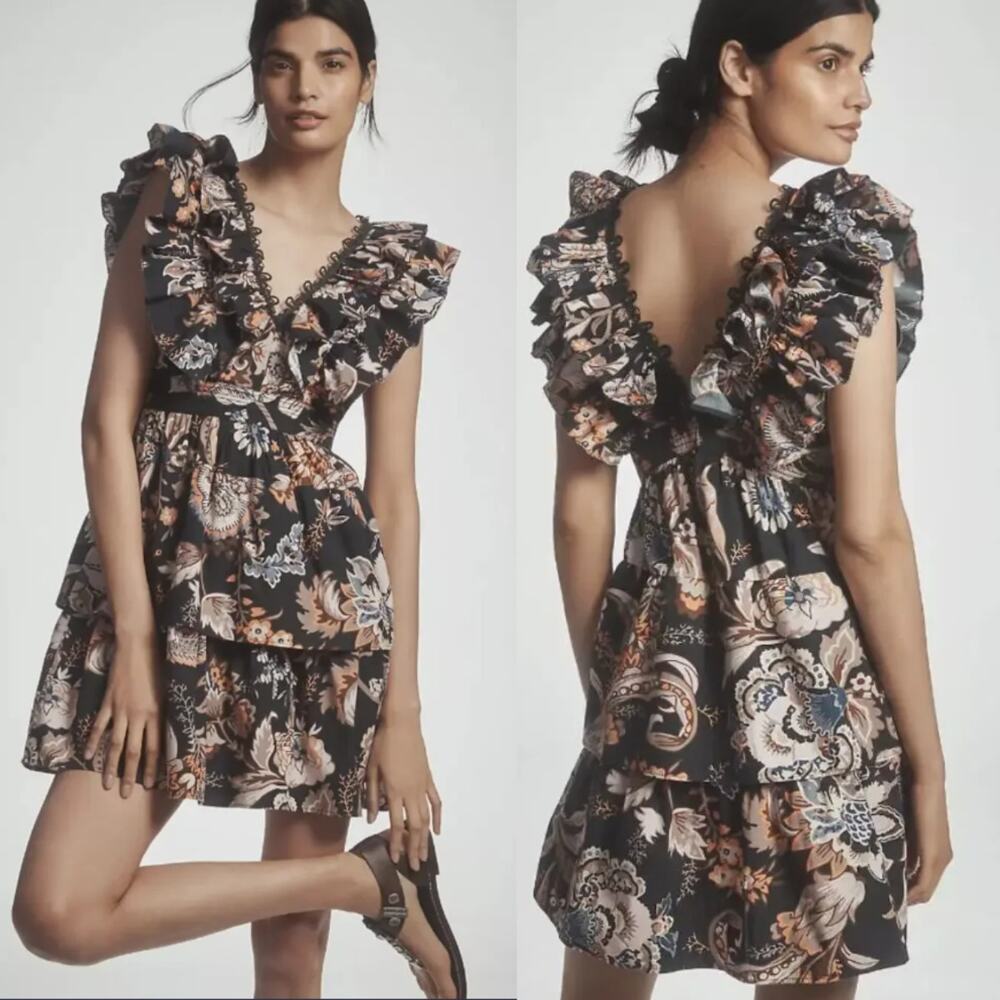 New Anthropologie Sleeveless Ruffled A-Line Mini Dress - Medium